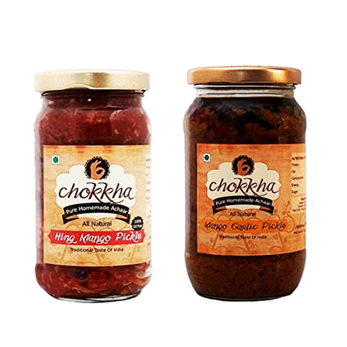 Chokkha Hing Mango and Mango Garlic Pickle