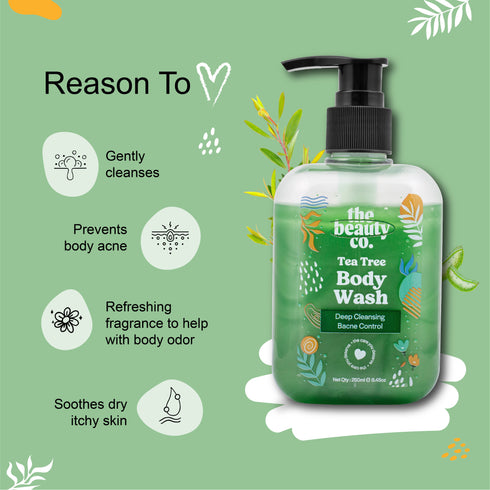 the beauty co India Tea Tree Body Wash For Bacne Control and Detoxifying
