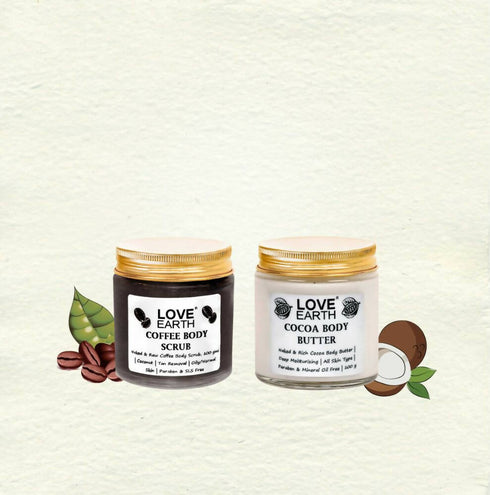 Love Earth Coffee Body Scrub and Cocoa Body Butter