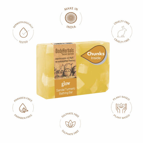 Bodyherbals Glow Sandal and Turmeric Bathing Bar 100g