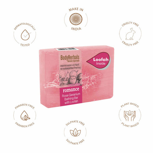Bodyherbals Romance Hand Made Rose and Geranium Bathing Bar 100g