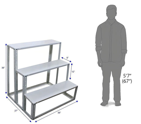 3 Steps Golu Stand 3 feet Width of MS Steel Metal