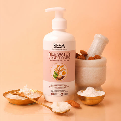 Sesa Rice Water Conditioner with Biotin and Shea Butter for Smooth and Shiny Hair