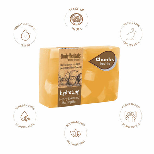 Bodyherbals Hydrating Hand Made Honey Almond Bathing Bar 100g