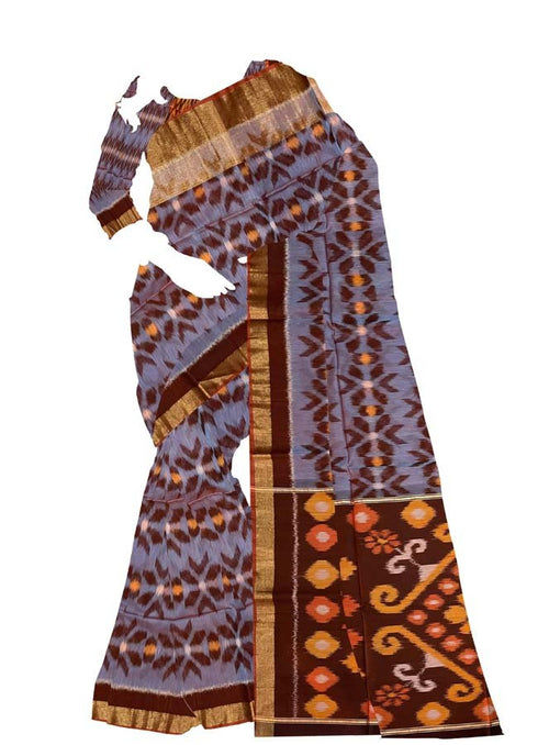 Ikkat Sico Blue Color Saree