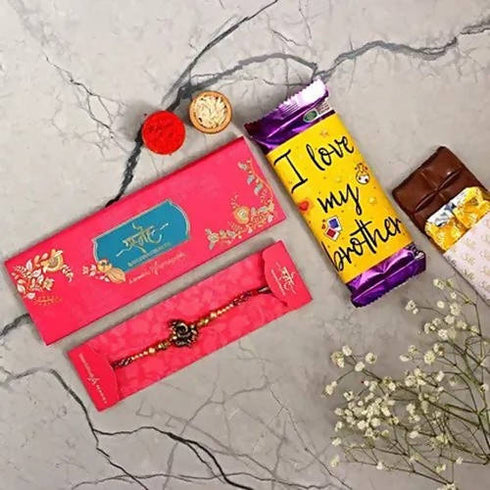 Ganesha Rakhi & Cadbury Silk In I Love My Brother Sleeve