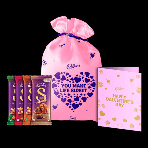 Cadbury Silk Valentine's Potli with Personalised Card
