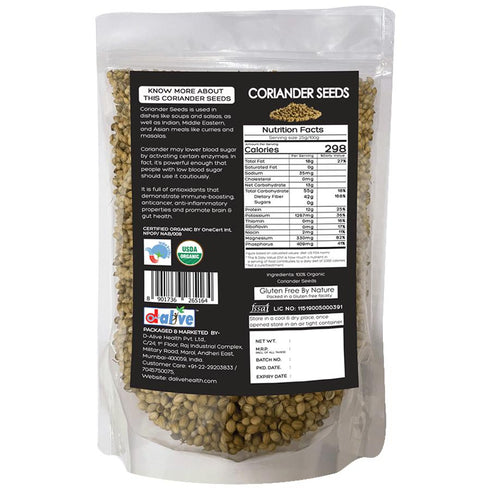 D-Alive Honestly Organic Coriander Seeds