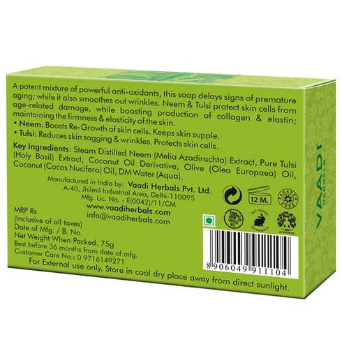 Vaadi Herbals Super Value Pack of 6 Alluring Neem Tulsi Soap with Vitamin E & Tea Tree Oil 450g