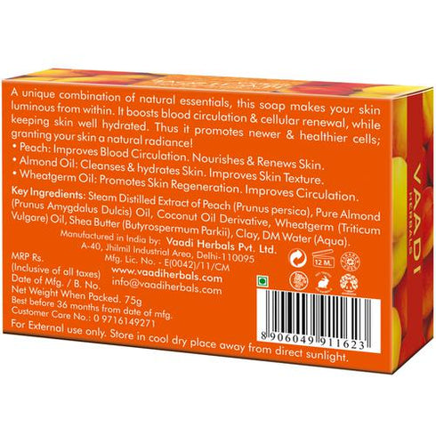 Vaadi Herbals Super Value Pack of 6 Perky Peach Soap with Almond Oil 450g