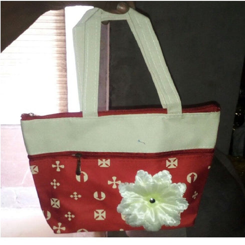 Hand Bag White And Red Color Pack Of 12 - 2000gms