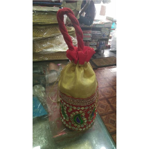 Golden Color Potli With Chamki Work Pack Of 12 - 1000gms