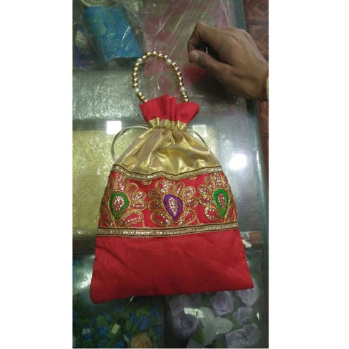Red Color Potli With Work Pack Of 12 - 950gms