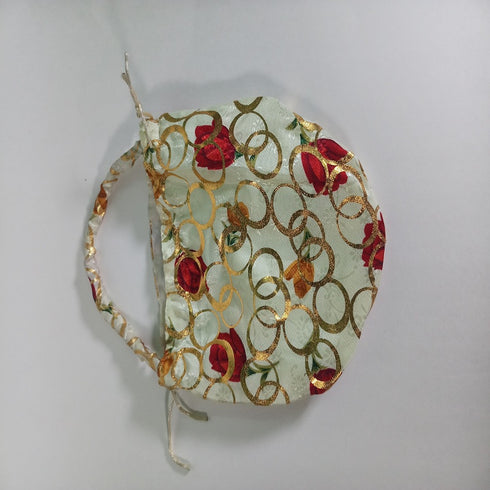 Cream Color Potli Bag With Red Flowers (Pack of 10) - 1200gms