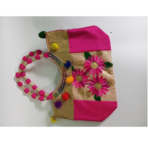 Gold Color Potli Bag With Violet Design (Pack of 10) - 1200gms