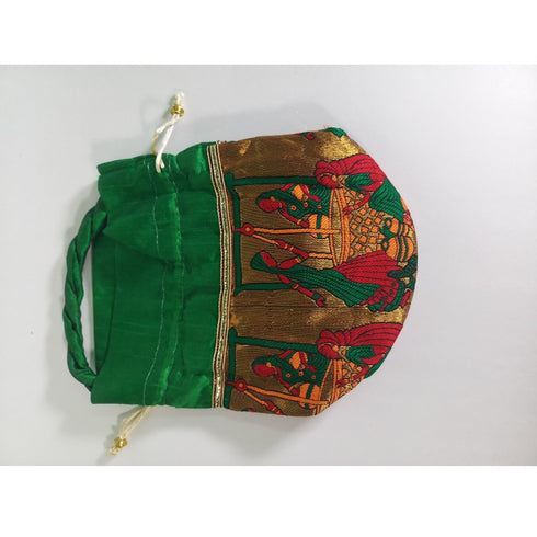 Green Color Potli Bag With Design (Pack of 10) - 1200gms