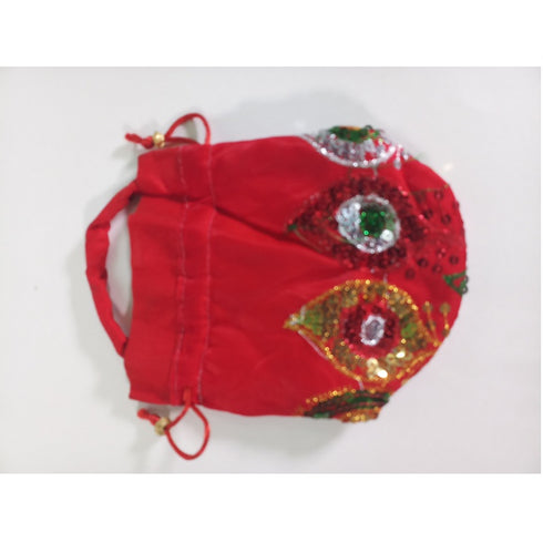 Red Color Potli Bag With Chamki Design (Pack of 10) - 1200gms