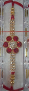 Red Floral Studded Stones Rakhi - 200gms