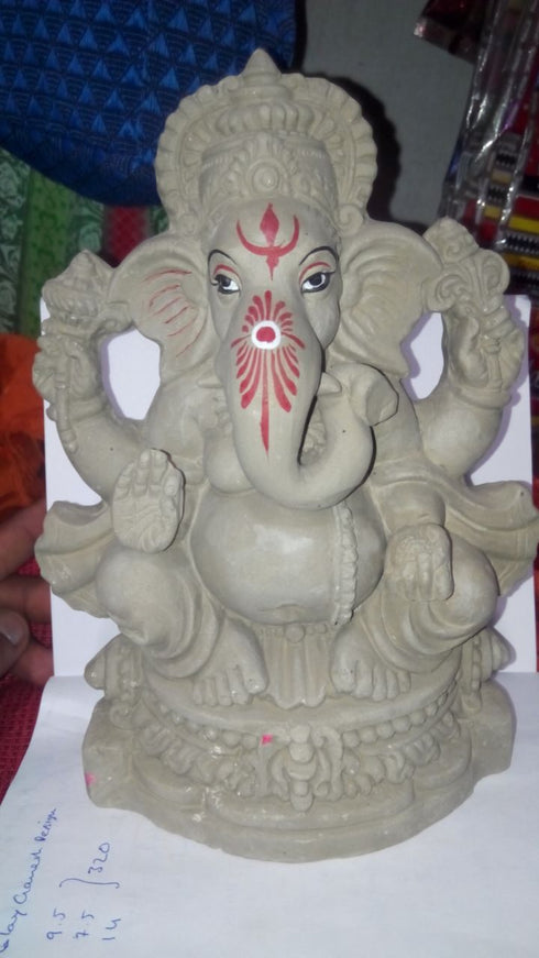 Trishul Tilak Clay Ganesh Statue - 500gms