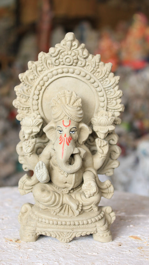Eco-friendly Clay Ganesh Idol On Simhasan 1900g