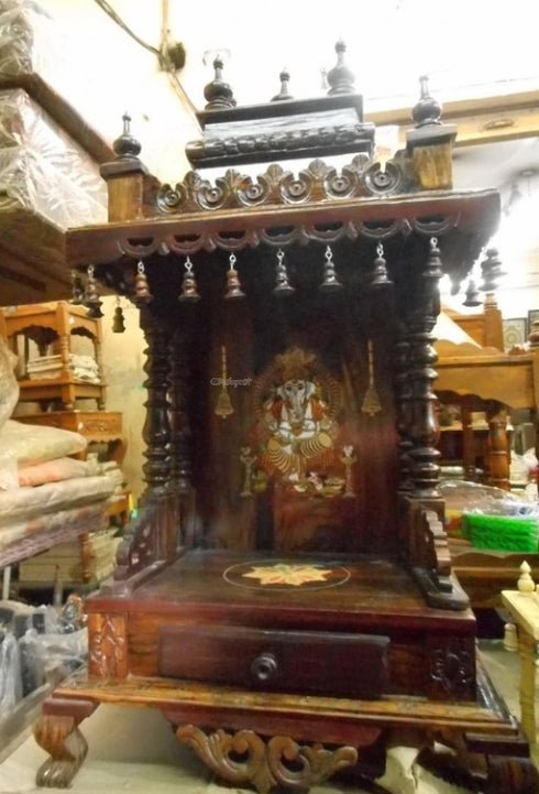 Rosewood Designer Ganesh Mandap With Bells
