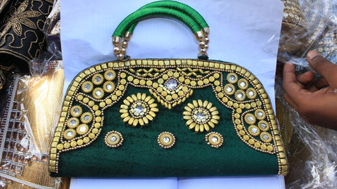 Green Color Fancy Ladies Purse - 500gms