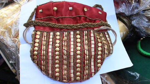 Maroon Color Designer Potli Bag - 250gms