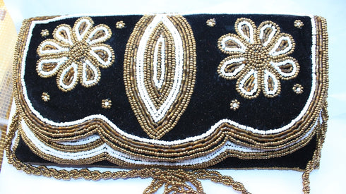 Velvet Black Ladies Rectangular Purse - 400gms