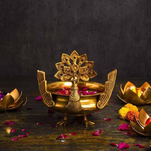 Brass Peacock Design Pot 2.6kg