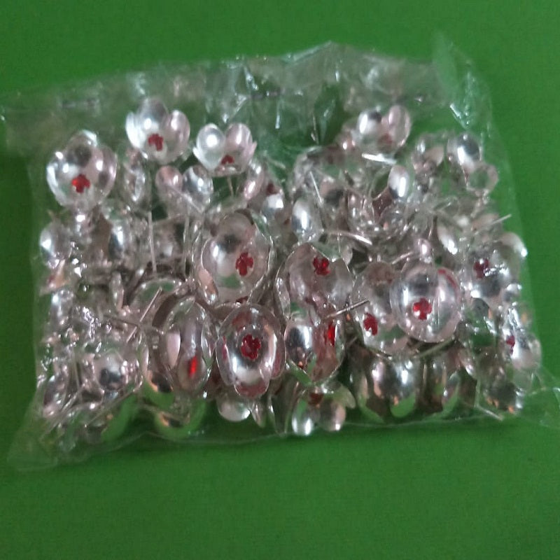 Pure Silver Flowers 108 with Kundan 115g