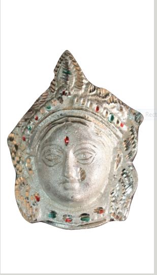 Durga Mask Finely Sculpted In White Metal