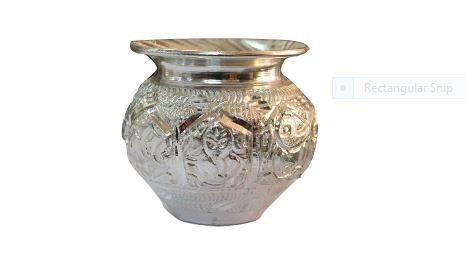 Kalasam With Ganesh Mudra White Metal