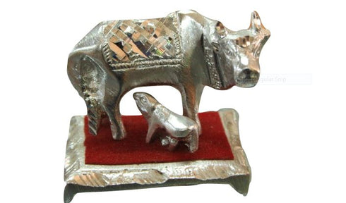 Designer Cow And Calf White Metal - 500gms
