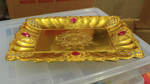 Gold Color Rectangular Tray - 300gms