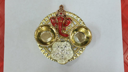 Red Ganesh Haldi Kumkum Set