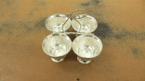 German Silver Four Barina Set With Handle - 400gms