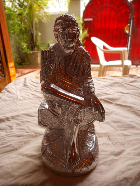 White Metal Silver Sai Baba Small Handmade Gift Item For Home Decor
