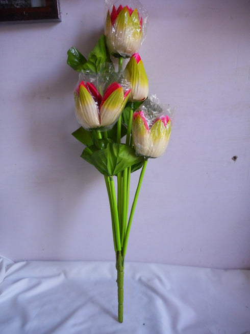 Lotus Flower With Green Leaf Decoration