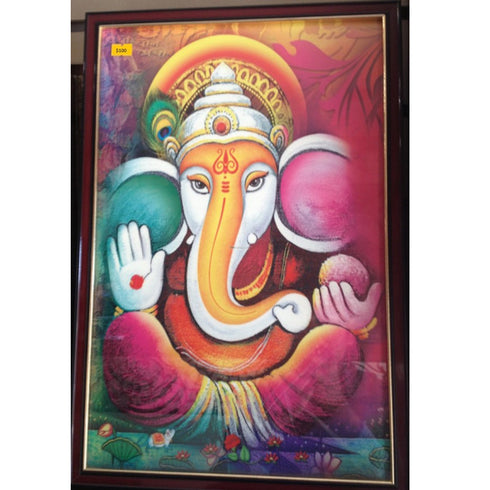 Radium Ganesh Frame With Laddu