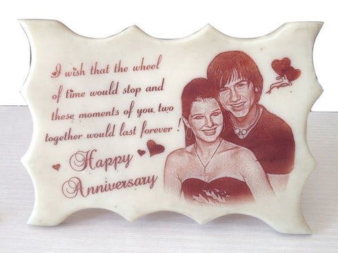 Curved Marble Radium Design Plague With Photo And Quote