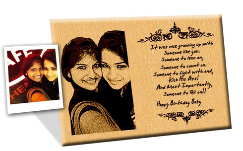Wooden Medium Sized Plague With Photo And Quote