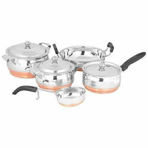 Stainless Steel Cookware - Along With Copper Bottom - Set of 5 Pieces