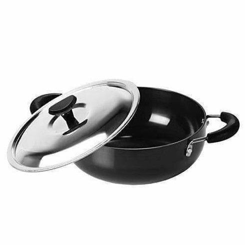 Hard Anodised Deep Kadhai With Stainless Steel Lid