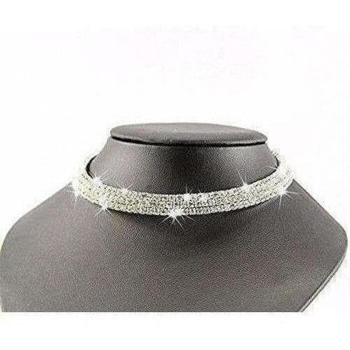 Silver Color - Crystal Choker Necklace