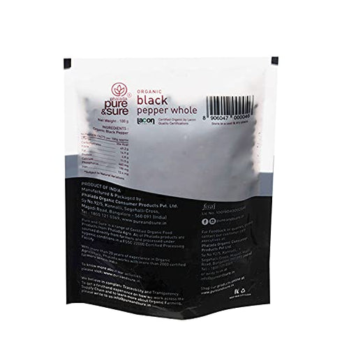 Pure & Sure Organic Whole Black Pepper Whole
