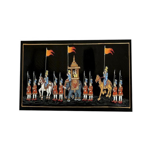 Nirmal Painting Of Traditional Soldiers Procession In Yellow Color