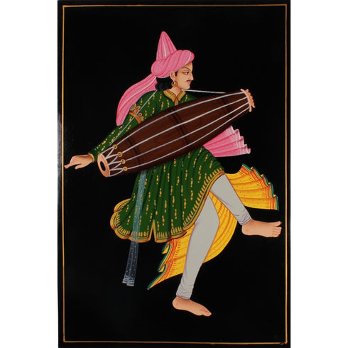 Nirmal Painting Of Drummer In Pink Color Pagadi - Turban