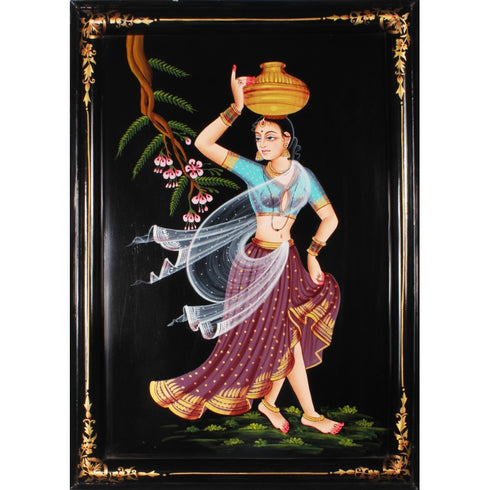 Nirmal Painting Of Pot Lady With Frame