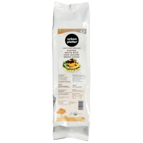 Urban Platter Organic Puffed White Rice & Chia-Sesame Seeds Cakes, 125g