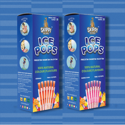 Skippi Ice Pops Bubble Gum| Orange Combo Flavor Skippi Natural Ice Pop
